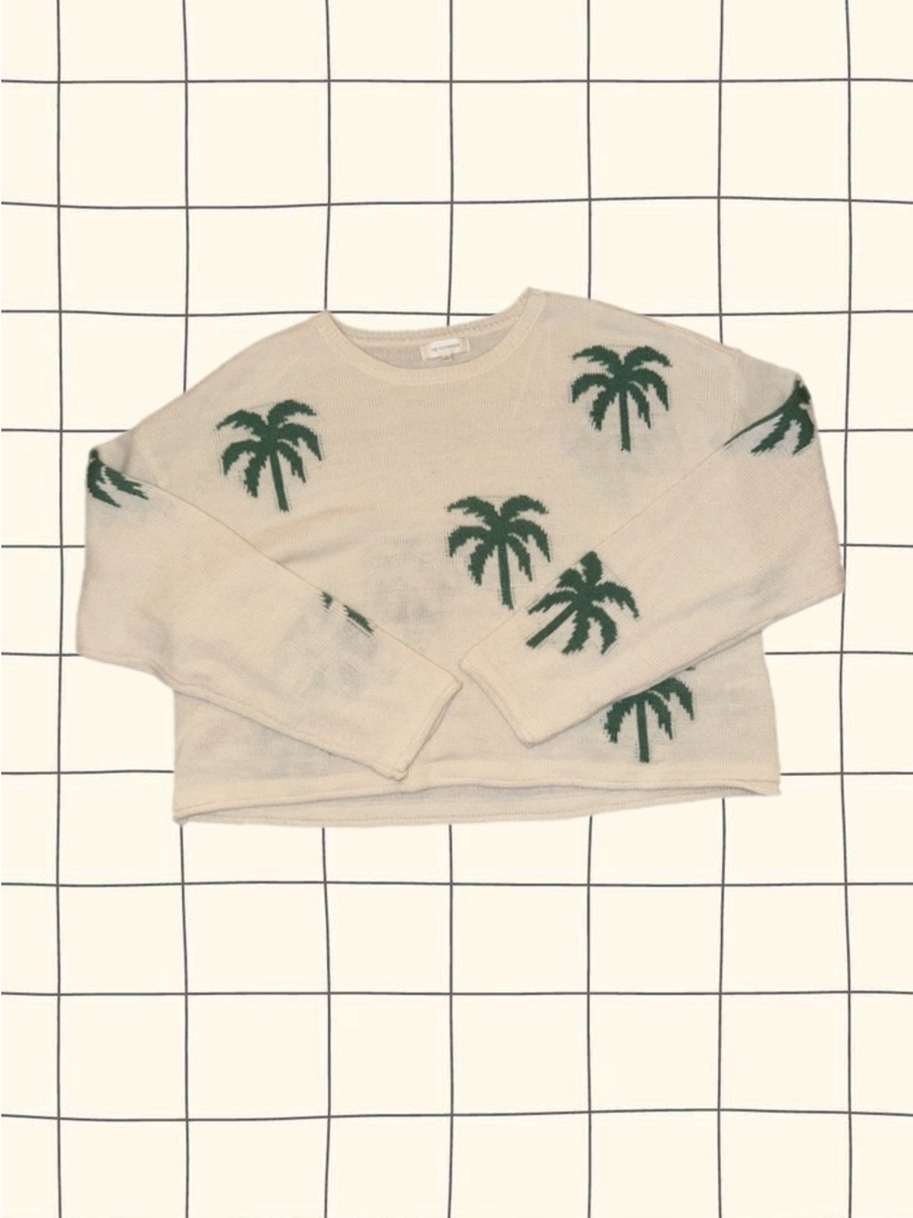 No Comment - Cream Palm Tree Knit Sweater